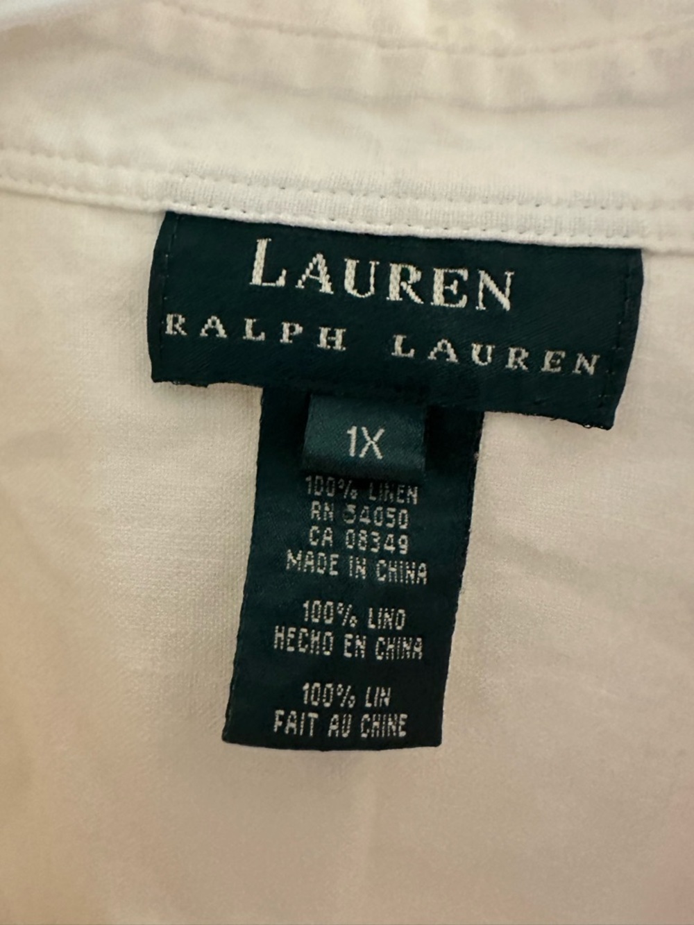 Vintage Ralph Lauren 100% Linen Floral Embroidered White L/S Button Shirt Top 1X - Picture 3 of 5
